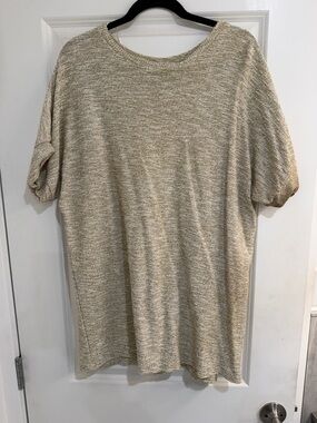 Neutral Knit Short-Sleeve Dress- Beige